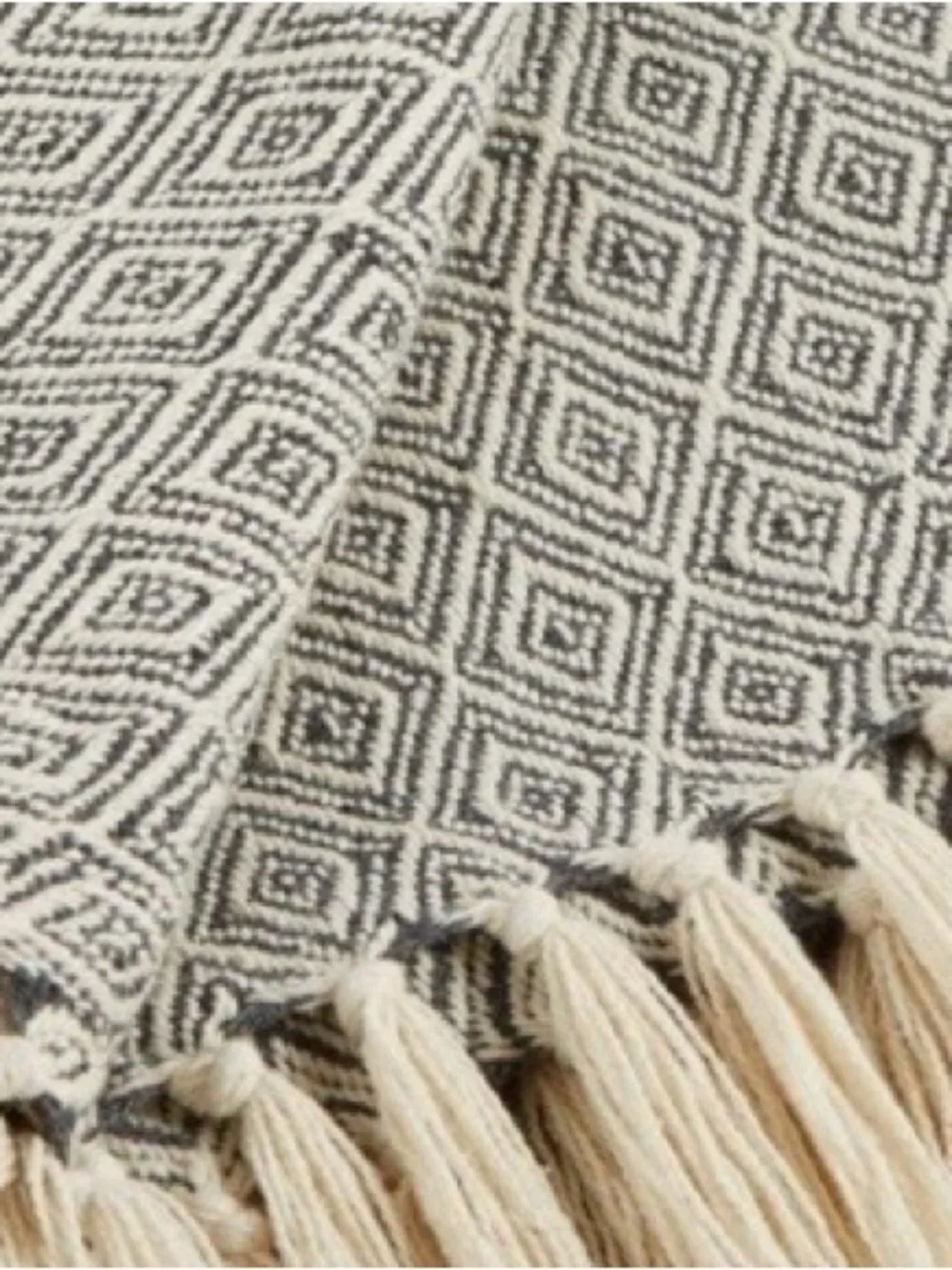 Rustic Geometric Print Throw 100% Cotton - MINERAL